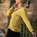 Blouse Lalou jersey de viscose jaune pailleté - Quintessence