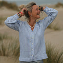 Blouse Léocadie - double gaze de coton rayé bleu/blanc - Quintessence