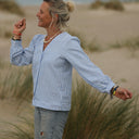 Blouse Léocadie - double gaze de coton rayé bleu/blanc - Quintessence