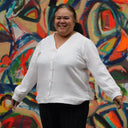 Blouse Léocadie - double gaze de coton rayé bleu/blanc - Quintessence