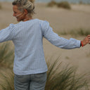 Blouse Léocadie - double gaze de coton rayé bleu/blanc - Quintessence