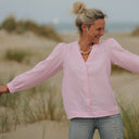 Blouse Léocadie - double gaze de coton rayée rose/blanc - Quintessence