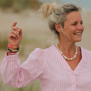 Blouse Léocadie - double gaze de coton rayée rose/blanc - Quintessence