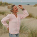 Blouse Léocadie - double gaze de coton rose poudré - Quintessence