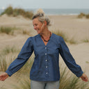 Blouse Léocadie - jean de coton bleu - Quintessence