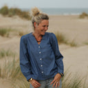 Blouse Léocadie - jean de coton bleu - Quintessence