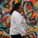 Blouse Léocadie - velours milleraies bleu océan - Quintessence