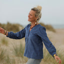 Blouse Léocadie - velours milleraies bleu océan - Quintessence