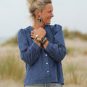 Blouse Léocadie - velours milleraies bleu océan - Quintessence