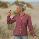 Blouse Léocadie - voile de coton figue plumetis rose - Quintessence