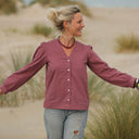 Blouse Léocadie - voile de coton figue plumetis rose - Quintessence