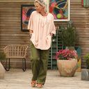 Blouse Léopoldine - armuré de coton rose poudré - Quintessence