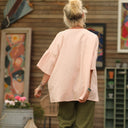 Blouse Léopoldine - armuré de coton rose poudré - Quintessence