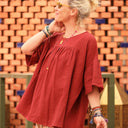 Blouse Léopoldine - armuré/double gaze de coton terre de sienne - Quintessence