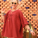 Blouse Léopoldine - armuré/double gaze de coton terre de sienne - Quintessence