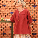 Blouse Léopoldine - armuré/double gaze de coton terre de sienne - Quintessence