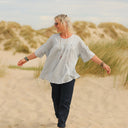 Blouse Léopoldine - coton léger rayé bleu - Quintessence
