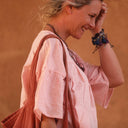 Blouse Léopoldine - double gaze de coton rose plumetis or - Quintessence