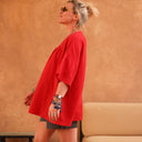 Blouse Léopoldine - double gaze de coton rouge coquelicot - Quintessence