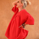 Blouse Léopoldine - double gaze de coton rouge coquelicot - Quintessence