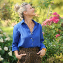 Blouse Lueur — Double gaze de coton bleu majorelle - Quintessence