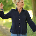 Blouse Lueur — Double gaze de coton bleu nuit - Quintessence