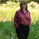 Blouse Lueur — Double gaze de coton brodée framboise - Quintessence
