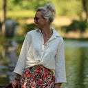 Blouse Lueur — Double gaze de coton brodée ivoire - Quintessence