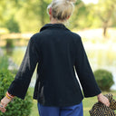 Blouse Lueur — Double gaze de coton brodée noire - Quintessence