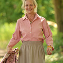 Blouse Lueur — Double gaze de coton brodée rose boisé - Quintessence