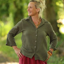 Blouse Lueur — Double gaze de coton vert ortie - Quintessence
