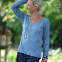 Blouse Lylou armuré de coton navy - Quintessence