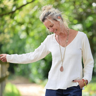 Blouse Lylou double gaze de coton ivoire