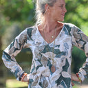 Blouse Lylou satin de coton imprimé Écorce et ivoire - Quintessence