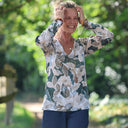Blouse Lylou satin de coton imprimé Écorce et ivoire - Quintessence