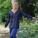 Blouse Lylou viscose lin bleu marine - Quintessence
