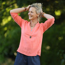Blouse Madeleine – Double gaze de coton corail - Quintessence