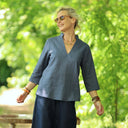 Blouse Madeleine – Lin bleu jean - Quintessence