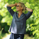 Blouse Madeleine – Lin bleu jean - Quintessence