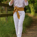 Blouse Madeleine – Seersucker rayé rose & pâquerettes - Quintessence