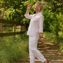 Blouse Madeleine – Seersucker rayé rose & pâquerettes - Quintessence
