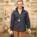 Blouse Marthe - broderie géométrique marine - Quintessence