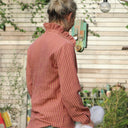 Blouse Marthe - double gaze de coton rayée rose/orange - Quintessence
