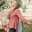 Blouse Marthe - double gaze de coton rayée rose/orange - Quintessence