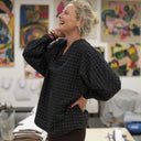 Blouse Mina – Flanelle tartan noir, ivoire et camel - Quintessence