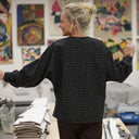 Blouse Mina – Flanelle tartan noir, ivoire et camel - Quintessence