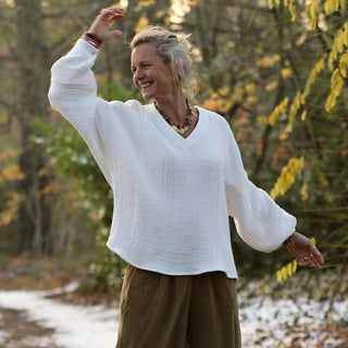 Blouse  Mina – Triple gaze de coton blanche
