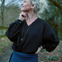 Blouse Mina – Voile de coton noir plumetis - Quintessence