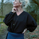 Blouse Mina – Voile de coton noir plumetis - Quintessence