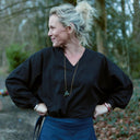 Blouse Mina – Voile de coton noir plumetis - Quintessence